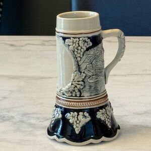 Elegant Ceramic Stein with Grapevine Design